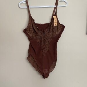 Elegant Brown Lace Bodysuit